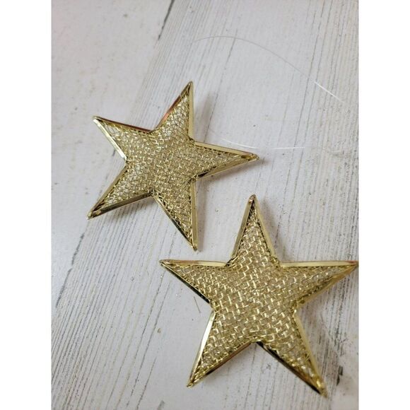 Golden star set mesh wire ornament Xmas decor - Picture 4 of 4